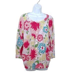 NEW Old Navy Floral Cardigan Sweater Cotton Stretch 3/4 Sleeve NWT Sz XL